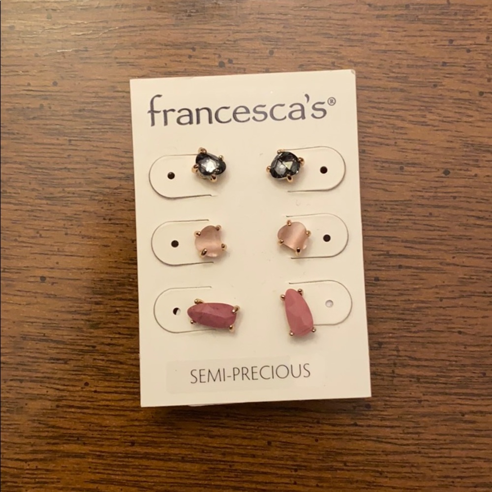 Francesca's Semi-Precious Triple Earring Set New